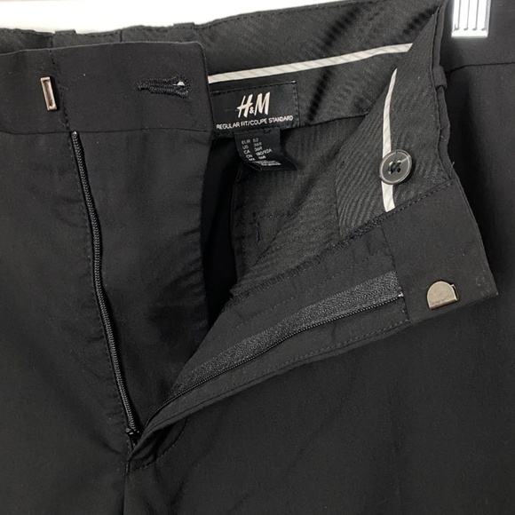 H&M Dress Pants Mens 36 Regular Fit Black Flat Front Straight Leg Trousers - Picture 12 of 14